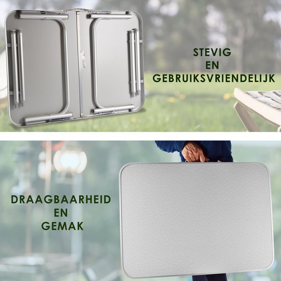 Klaptafel 75x55x60cm - Weerbestendige Inklapbare Campingtafel voor Buiten - Opvouwbare Tuintafel met Handvat voor 1-2 Personen - Stevige Vouwtafel van Merkloos — afbeelding 5
