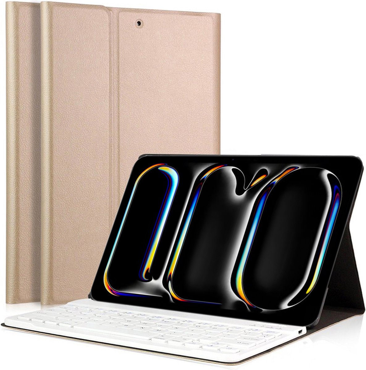 Hoes met toetsenbord geschikt voor iPad Pro 11 inch 2024 - Keyboard Book Case Cover Hoesje Goud op Prijzenvolger.com
