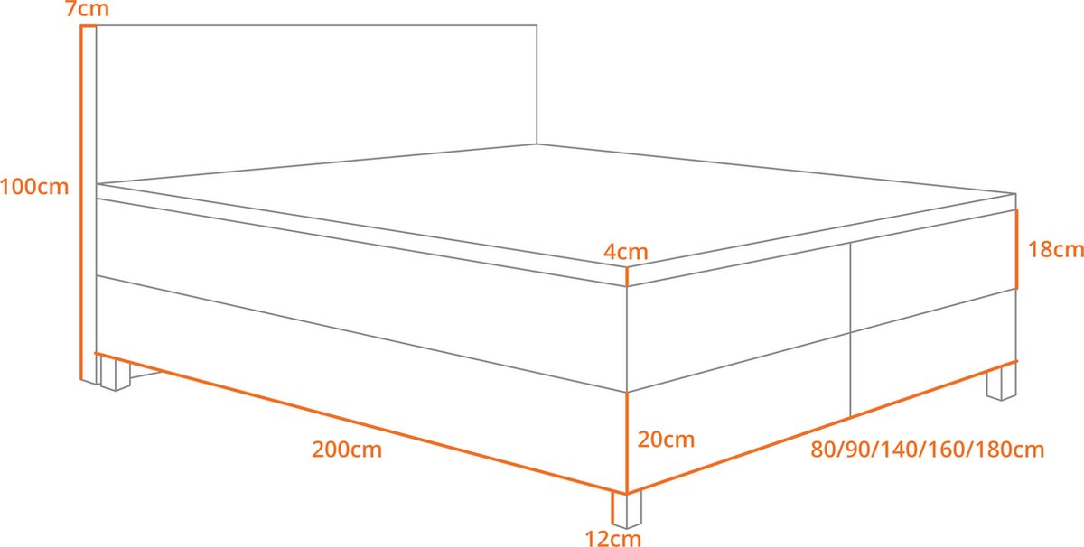 Beddenbriljant Boxspring Bravo - 180x200 - Bonellvering - Grijs thumbnail 2