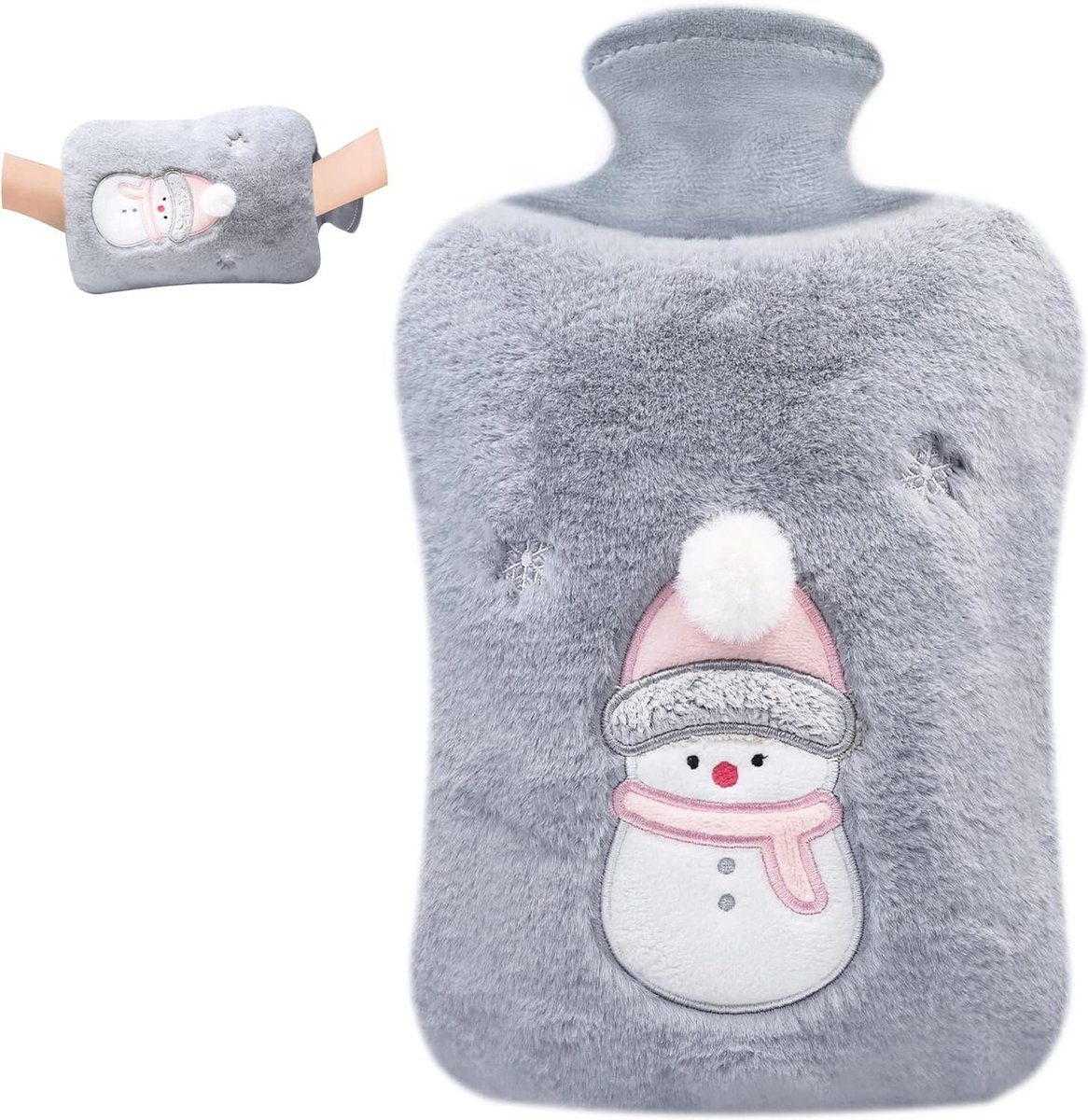 Bol.com Grotere warmwaterkruik met behaaglijk kunstbontovertrek voor kinderen - 2 liter - handwarmer nek- en schouderpijnverlich... aanbieding