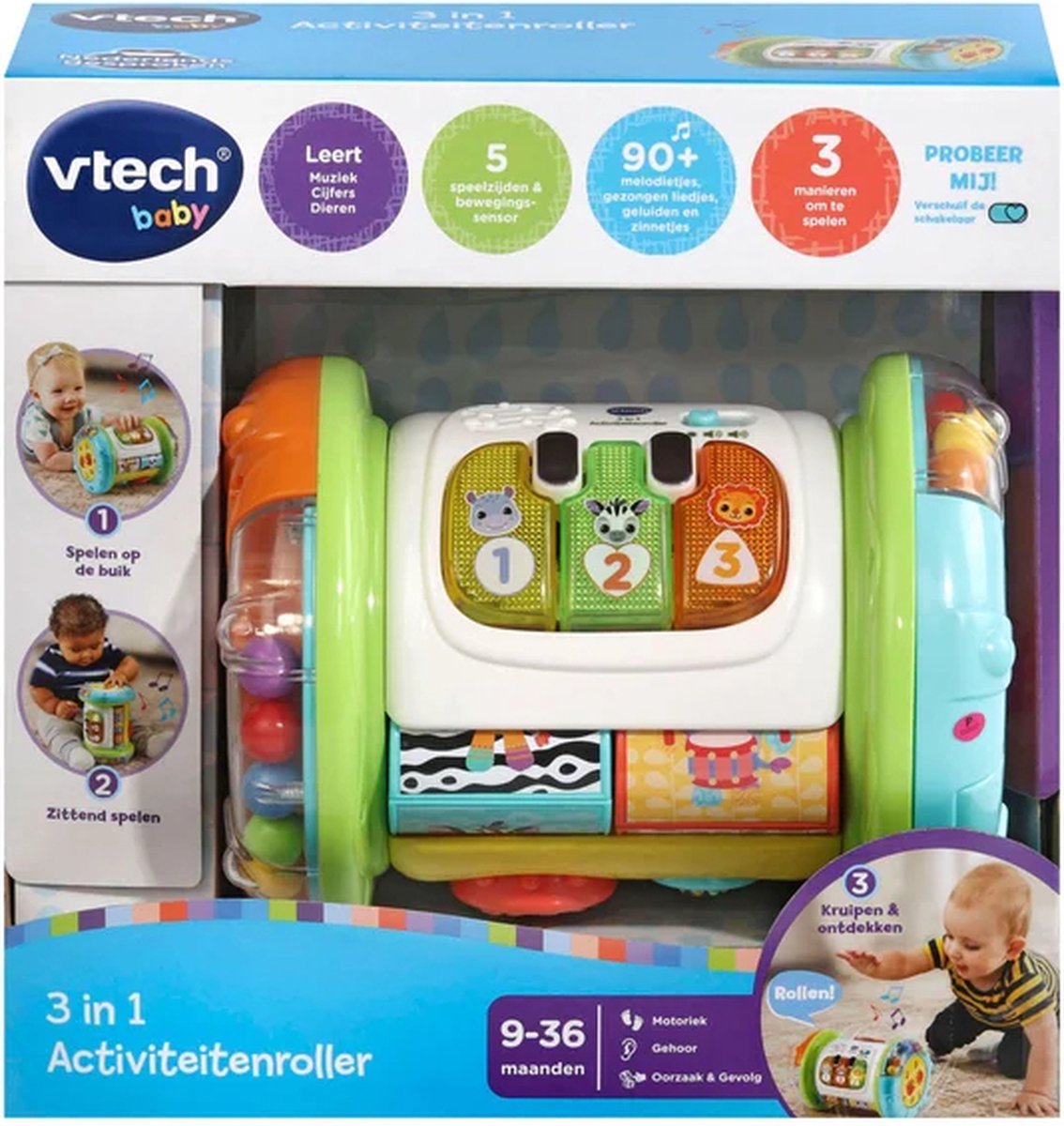 VTech Baby 3-in-1 Kruiprol - Educatief Speelgoed - Activiteitenroller met Lichts- en Geluidseffecten - Baby Speelgoed — afbeelding 16