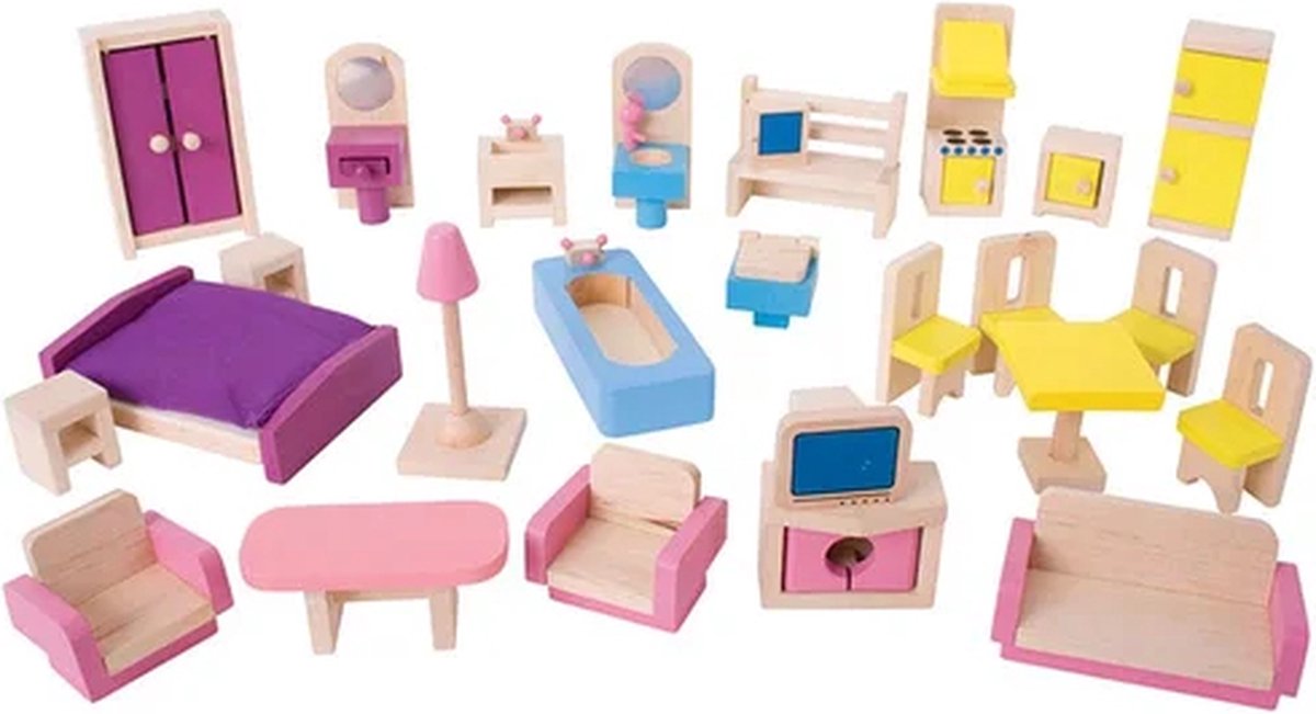 Poppenhuis Meubeltjes - BIGJIGS - Hout - Meubels Poppen - 26-Delig — afbeelding 5