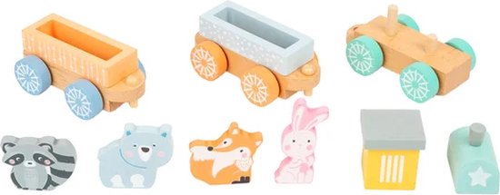 Small Foot - Houten Trein met Bosdieren Pastel, 9dlg. van Small Foot — afbeelding 5