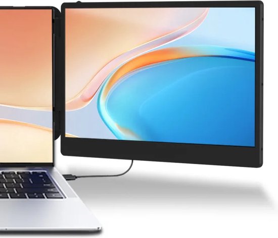 Foto: Alpha pro dual portable monitor 14 inch full hd usb c inclusief draagtas plug en play draagbare monitor draagbaar scherm usb monitor
