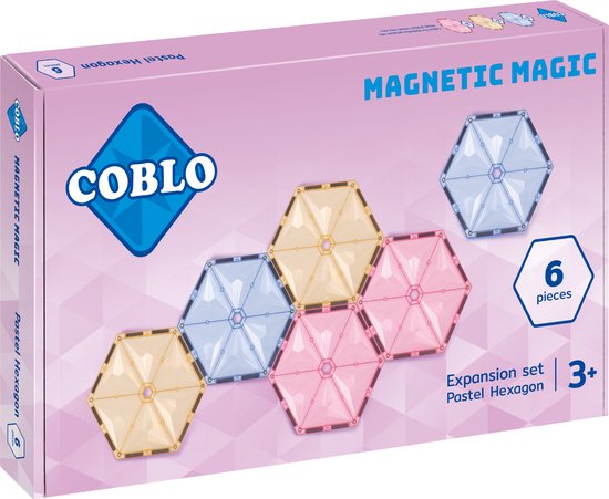 Foto: Coblo uitbreidingsset pastel 6x zeshoek magnetisch speelgoed montessori speelgoed magnetische tegels stem speelgoed cadeau kind speelgoed 3 jaar t m 12 jaar