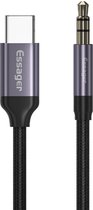 Bol.com Essager® USB-C naar 3.5mm Jack Aux Kabel DAC Connector 1 meter Grijs -USB C naar 3.5mm Audio Jack | USB C Aux Adapter | ... aanbieding
