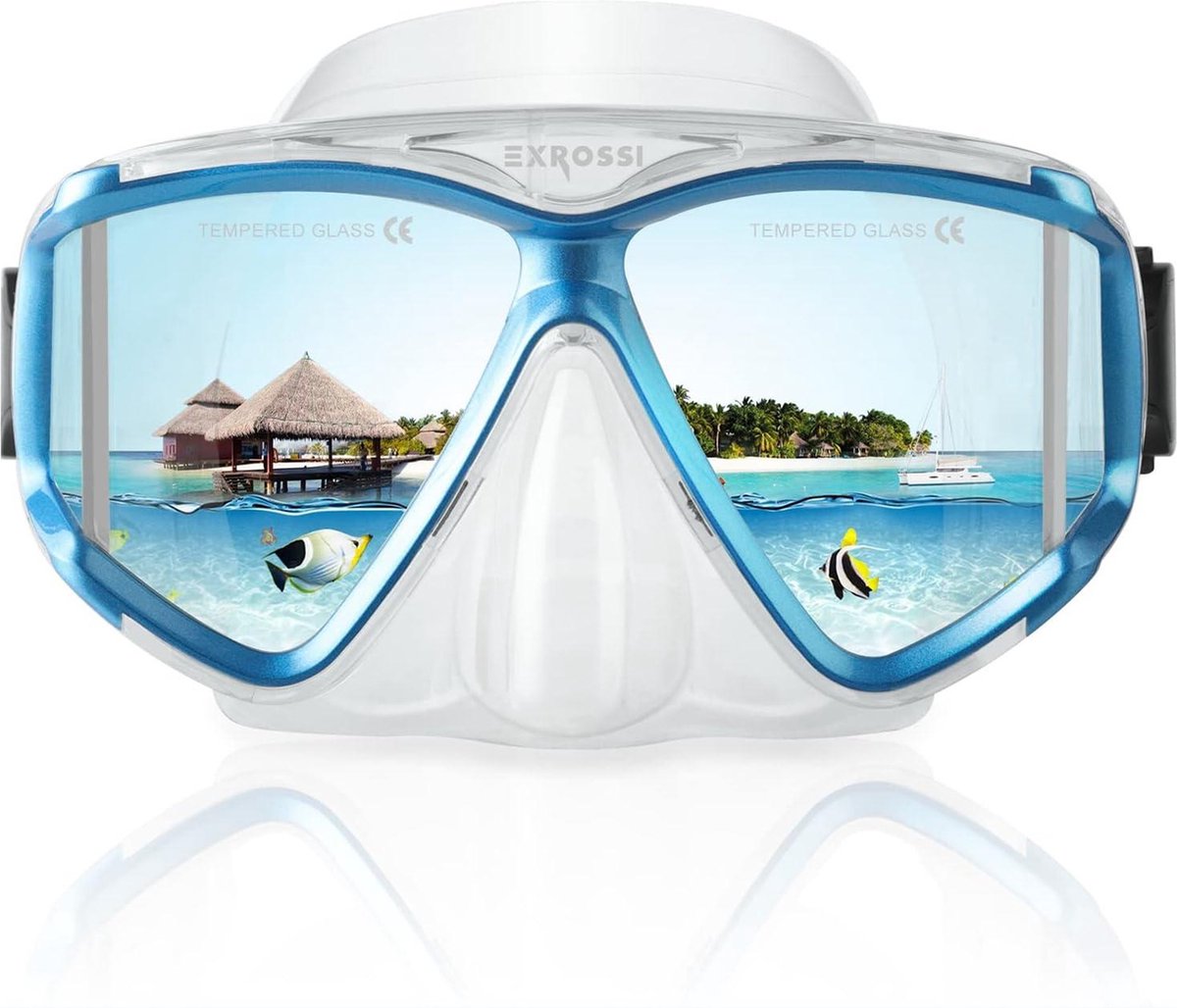 Masque étanche Confortable Profil Bas Masque De Plongée Avec Tuba - Vision Large 180°, Lentilles Trempées, Ajustable Confortable Masque Apnée Adulte