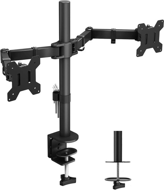 BEWISER Monitor holder for 34 - 57 inches, 1 monitor, ultra-wide curved monitors and new 49 inch, height adjustable with slopes, swivel, robust gas spring 5-20 kg, VESA 75 x 75/100 x 100