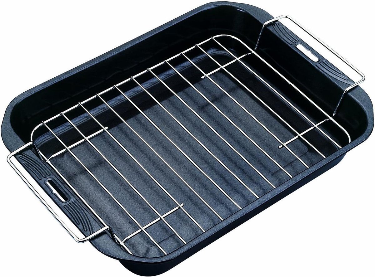 Diepe braadpan met rooster - Saffier - 38 x 28 cm