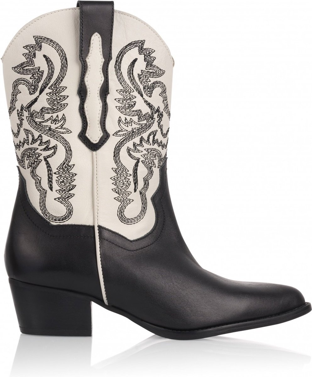 DWRS Brady Wit Zwart Dames Boot - Maat 37