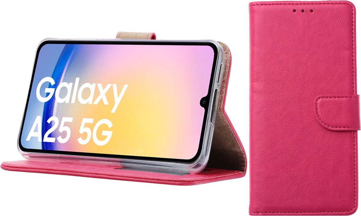 Bixb Hoesje Geschikt voor Samsung Galaxy A25 – portemonnee bookcase met pasjeshouder - Roze