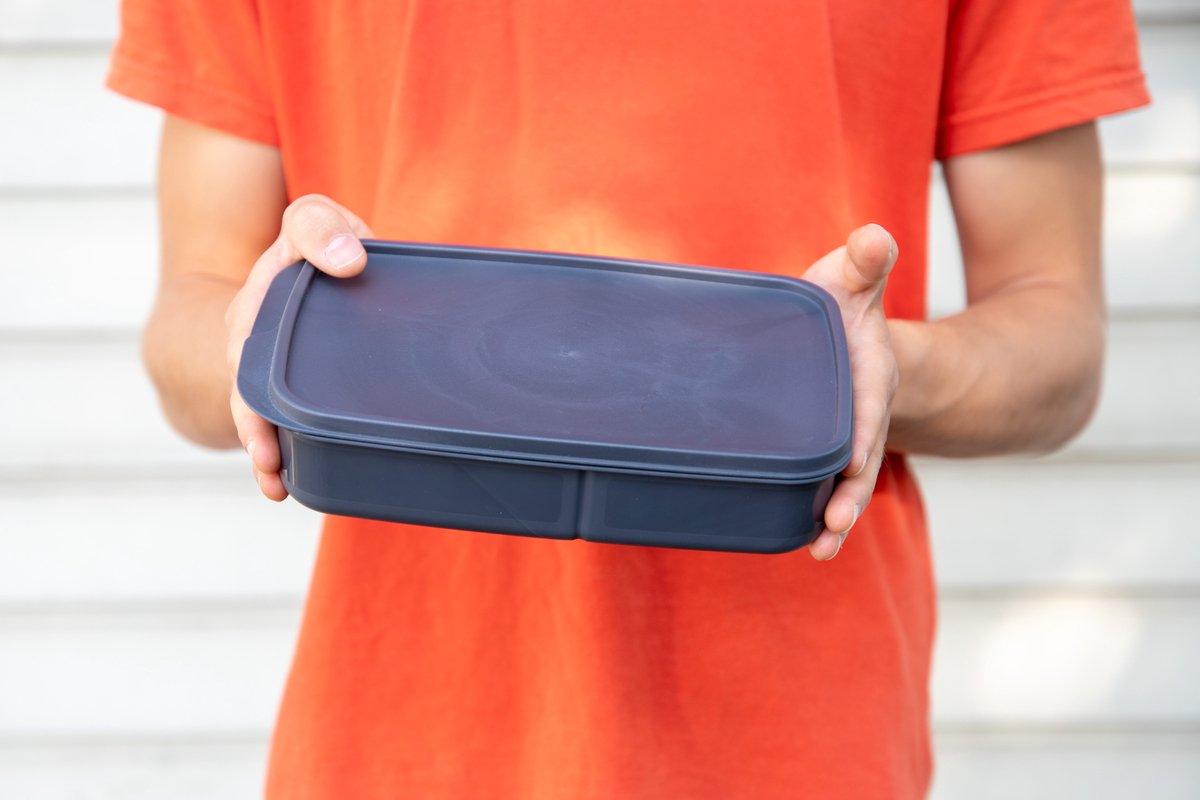 Michelino broodtrommel - lunchbox met 3 compartimenten - grijs