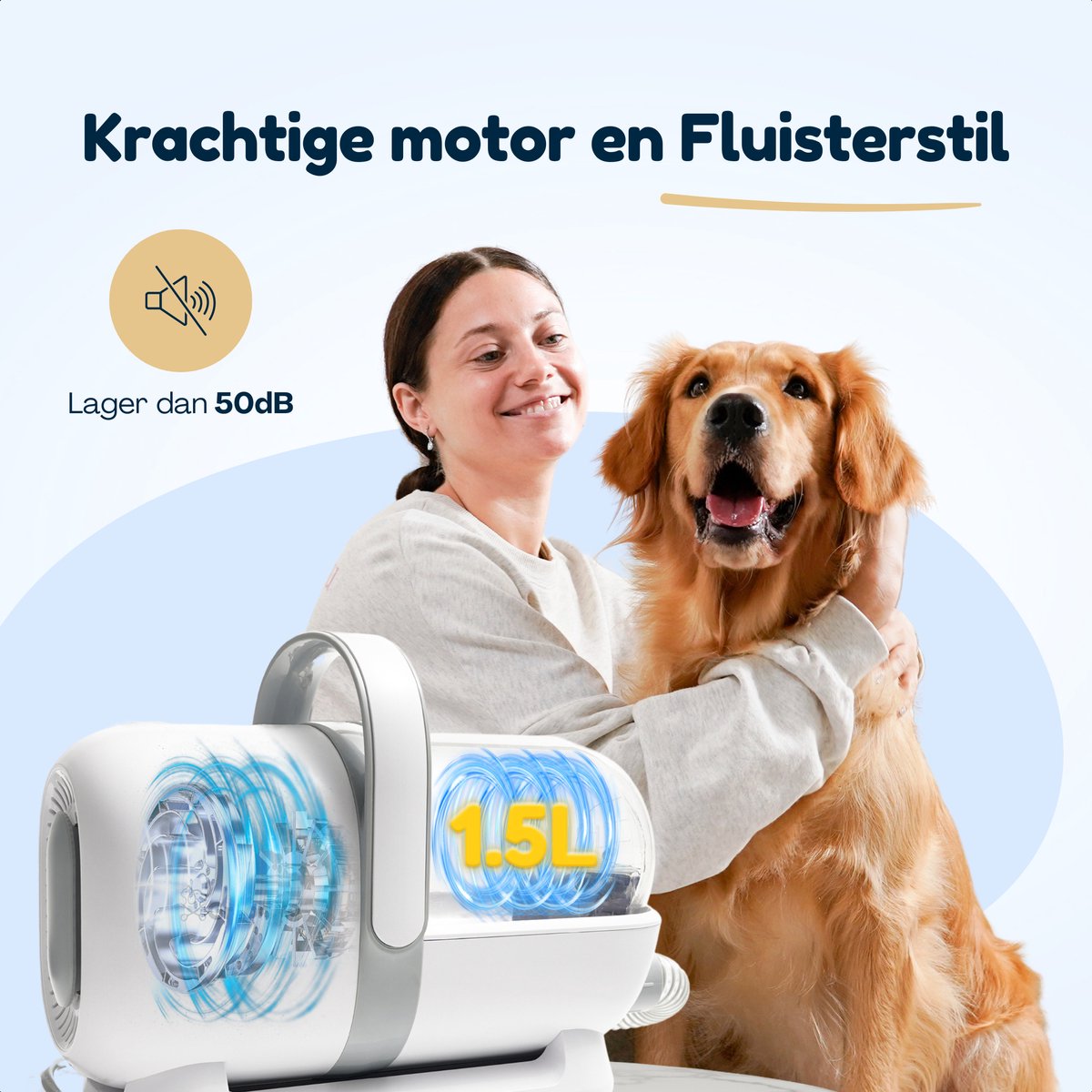 Hondentondeuse Met Stofzuiger - 20-Delig - 1,5L Opvangbak - Hondentrimmer Tondeuse - Honden Tondeuse - Honden Trimset - Incl. Video & E-book - Groomzo — afbeelding 7