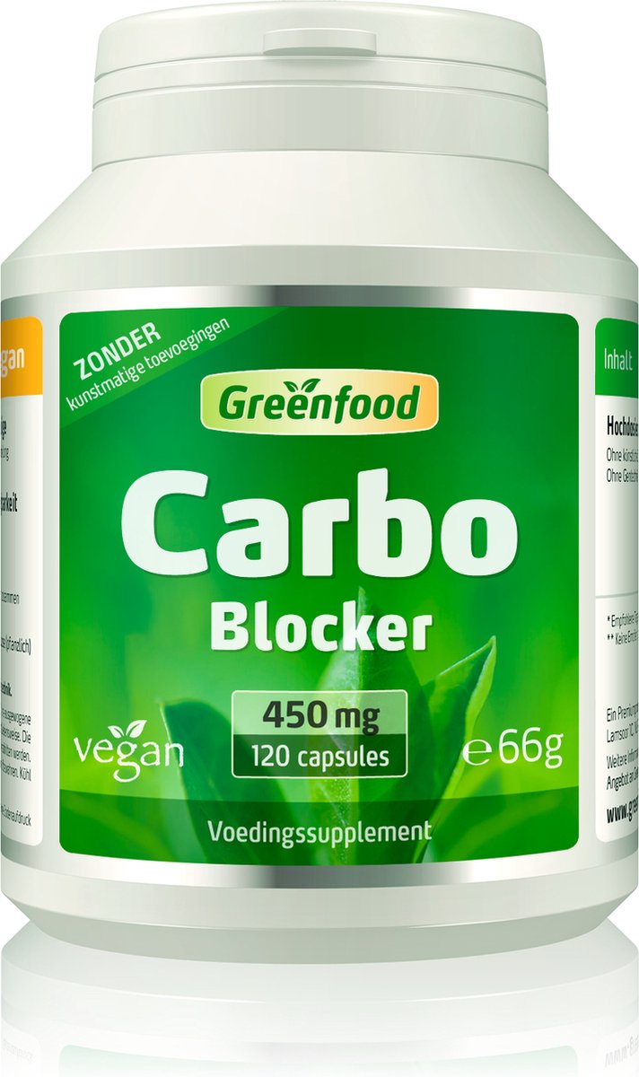 Goedkoopste Greenfood Carbo Blocker, 450 mg, 120 capsules, hoge dosis (Gewone bonenzaadextract, 10 1) - rijk aan natuurlijke phaseolin. Zonder kunstmatige toevoegingen. Zonder genetische manipulatie. Veganistisch.