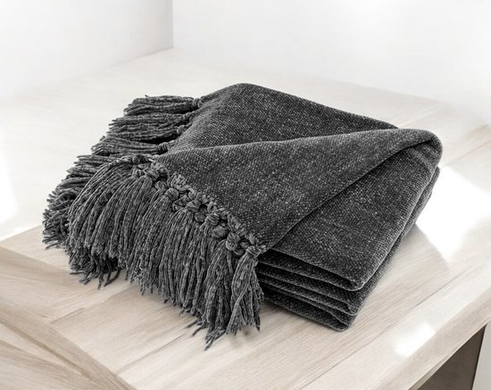 Maetoow Chenille Strickdecke 127x152cm - Handgestrickt, Kuschelig Warm, Hellgrau, Für Sofa & Bett