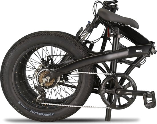 Pacto One Vouwfiets Zwart Shimano 6v Plooifiets Fatbike 20 inch Aluminium Phatbike Voorvorkvering van PACTO — afbeelding 4