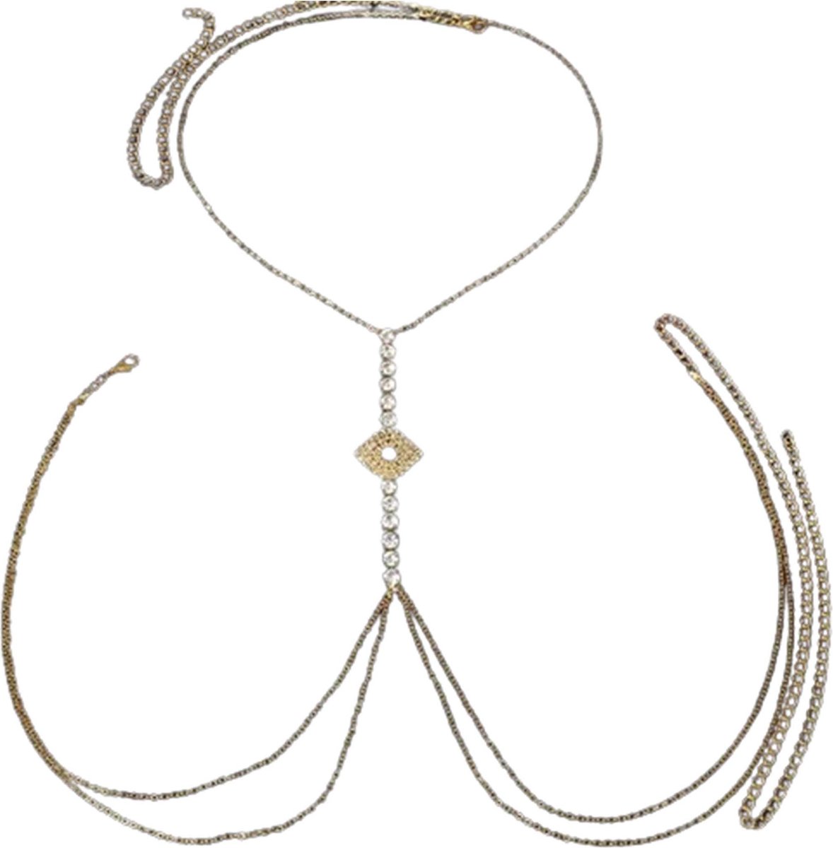 Goedkoopste Decolleté ketting | BDSM | Erotische sieraden | SM | Luxe uitvoering | Verstelbaar | Sexy sieraden | Goud