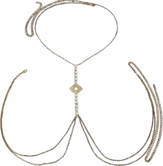 Foto: Decollet ketting bdsm erotische sieraden sm luxe uitvoering verstelbaar sexy sieraden goud