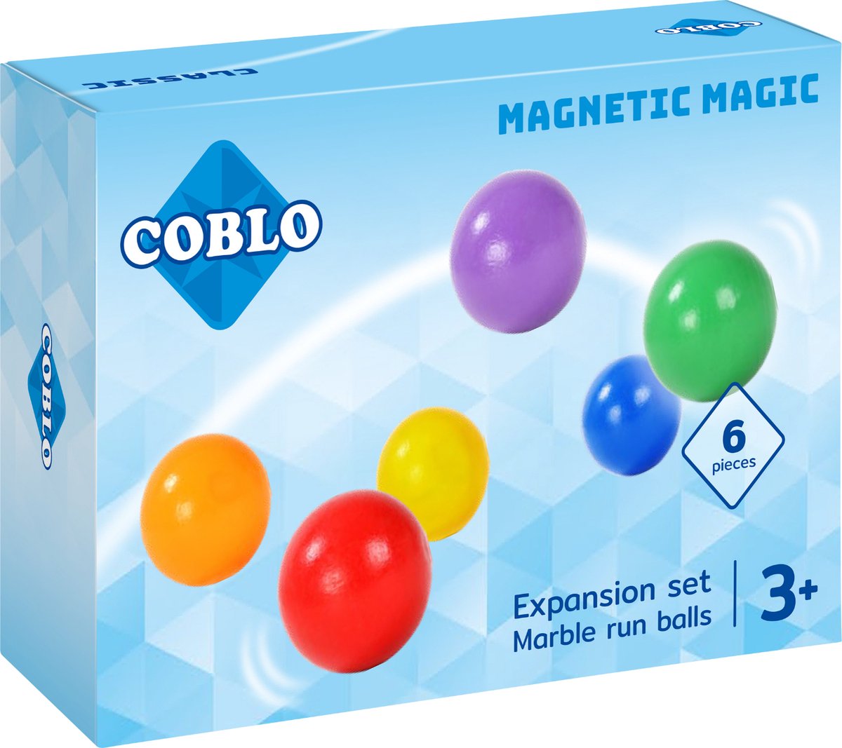 Coblo Classic Knikkerbaan balletjes 6 stuks - Magnetisch speelgoed - Montessori speelgoed - STEM speelgoed - Cadeau kind - Speelgoed 3 jaar t/m 12 jaar