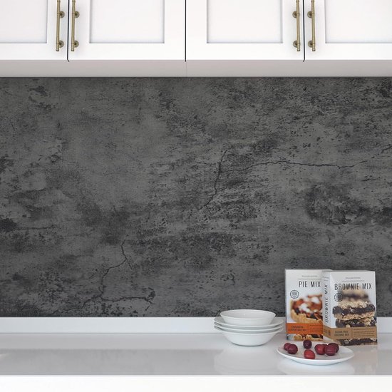 Wallways Zelfklevend Behang - Muurdecoratie - Waterbestendig en Hittebestendig - 60 cm x 10 m - Donker Beton