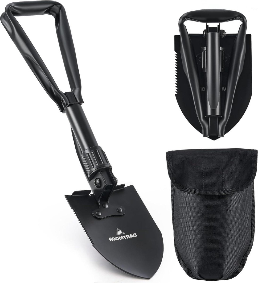 Opvouwbare schop multifunctionele klapschep handschep hak van koolstofstaal draagbare schep spade sneeuwschep survival trekking zwart