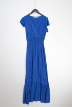 Lange dames jurk Vicky effen motief turquoise blauw maat M