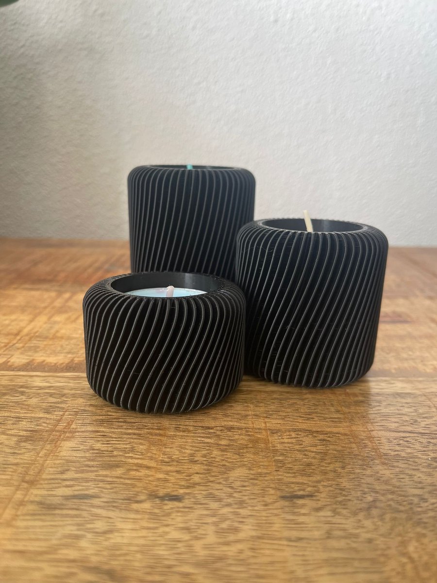 Elegant Ripple Waxinelichthouder Set - 3D geprint - 3DPrintingArtist