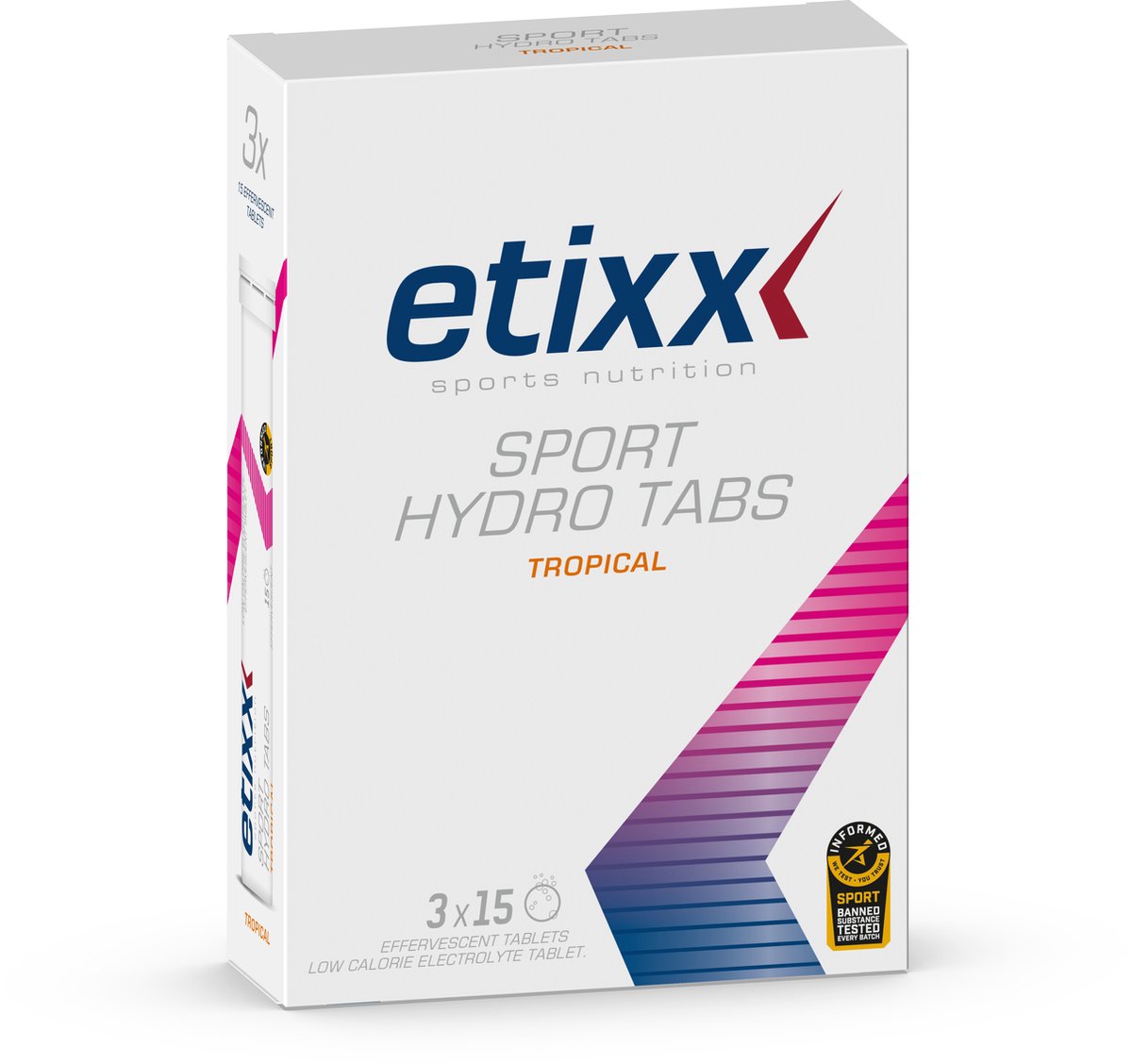 Goedkoopste Etixx Sport Hydro Tabs - Sports Nutrition - Sportdrank - 3X15 tabletten - Tropical - Caloriearme zouttablet - Extra Natrium (830MG) - Zonder toegevoegde suikers