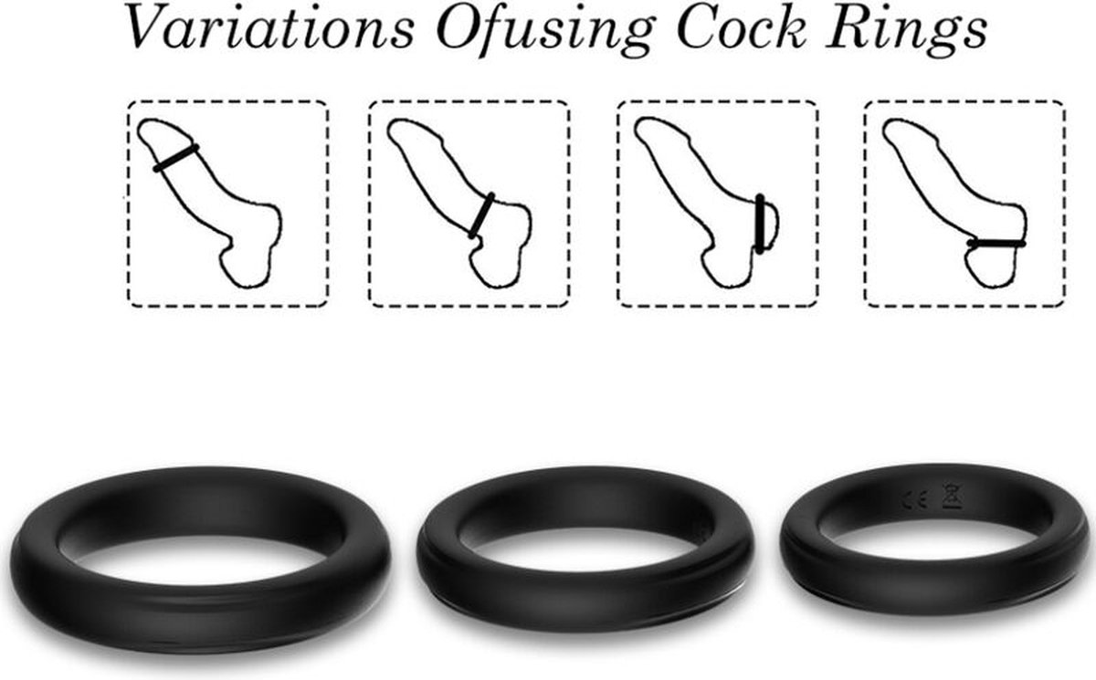 ARMONY - TRIPLE SILICONE COCKRING BLACK | COCKRING SET | PENIS RING SET | SEKSSPEELTJES VOOR MANNEN | SEX TOYS VOOR MANNEN | SEX TOYS SET