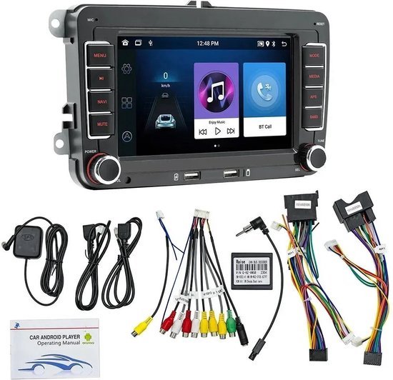 Autoradio - 2din - Apple Carplay - Android Auto - Voor Volkswagen Golf 5 6 Polo Passat B6 B7 Cc Skoda Jetta Universele Muiltmedia - Wifi Gps Navigatie - Achteruit Rij Camera