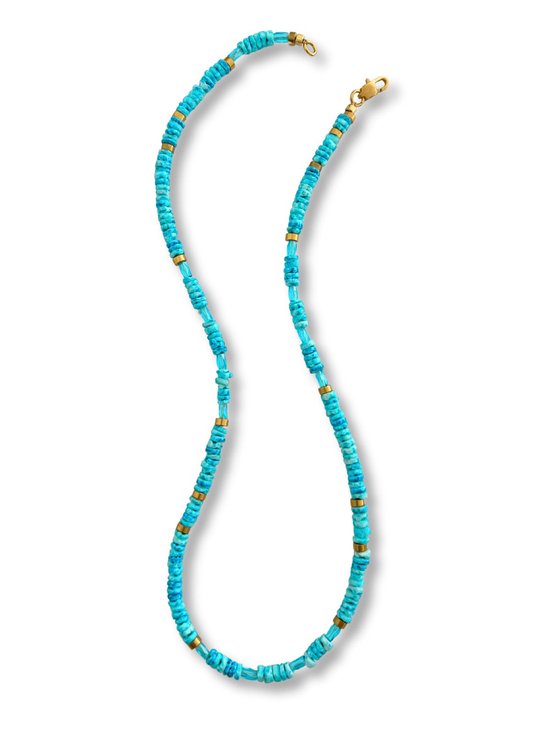 Zatthu Jewelry - N24SS736 Mahi turquoise kralenketting van schelp