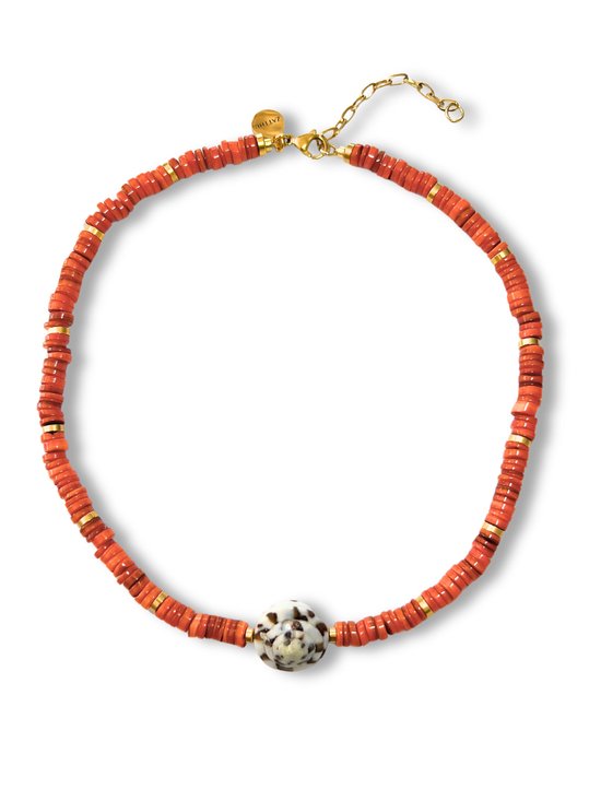 Zatthu Jewelry - N24SS758 Mave oranje schelp ketting