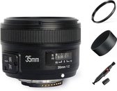 Yongnuo AF-S 35mm F2.0 autofocus lens Nikon DSLR camera met gratis 58mm uv-filter, zonnekap, lenspen