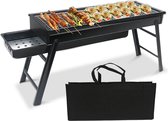 Barbecue Houtskool - Opvouwbare BBQ - Compact - Inklapbare Grill Met Rooster - Camping - Tafel - Strand - Zomer - Picknick - Rechthoekig - Roestvrij Staal - Zwart - 60x22x33 cm