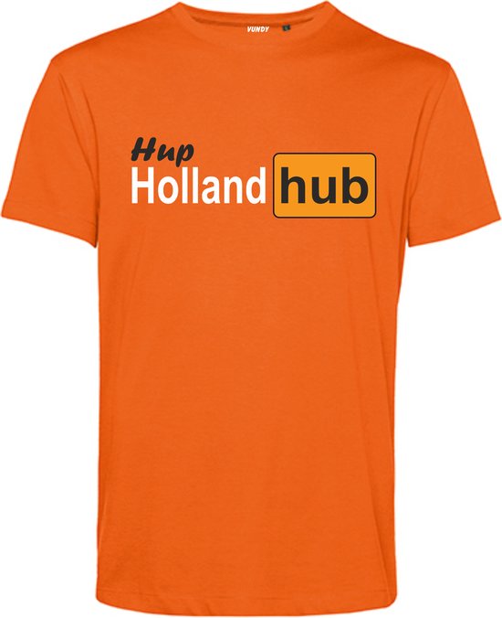 T-shirt Hup Holland Hub | Championnat d'Europe 2024 Holland |Chemise orange| Vêtement pour fête du roi | Orange | taille L.