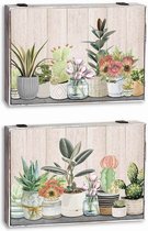 Covers DKD Home Decor Planten Teller 46,5 x 6 x 31,5 cm 2 Stuks Hout MDF