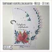 Kaarten - Babyshower -> Voorspellingskaart - Bundel/Boekje - No:03-1 - Meid/Meisje (in stijl met sluitring, Vogels Papa & Mama - Roze/Rood) - LeuksteKaartjes.nl by xMar