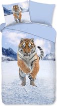 Good Morning Dekbedovertrek "tijger in de sneeuw" - Multi - (140x200/220 cm) - Katoen Flanel