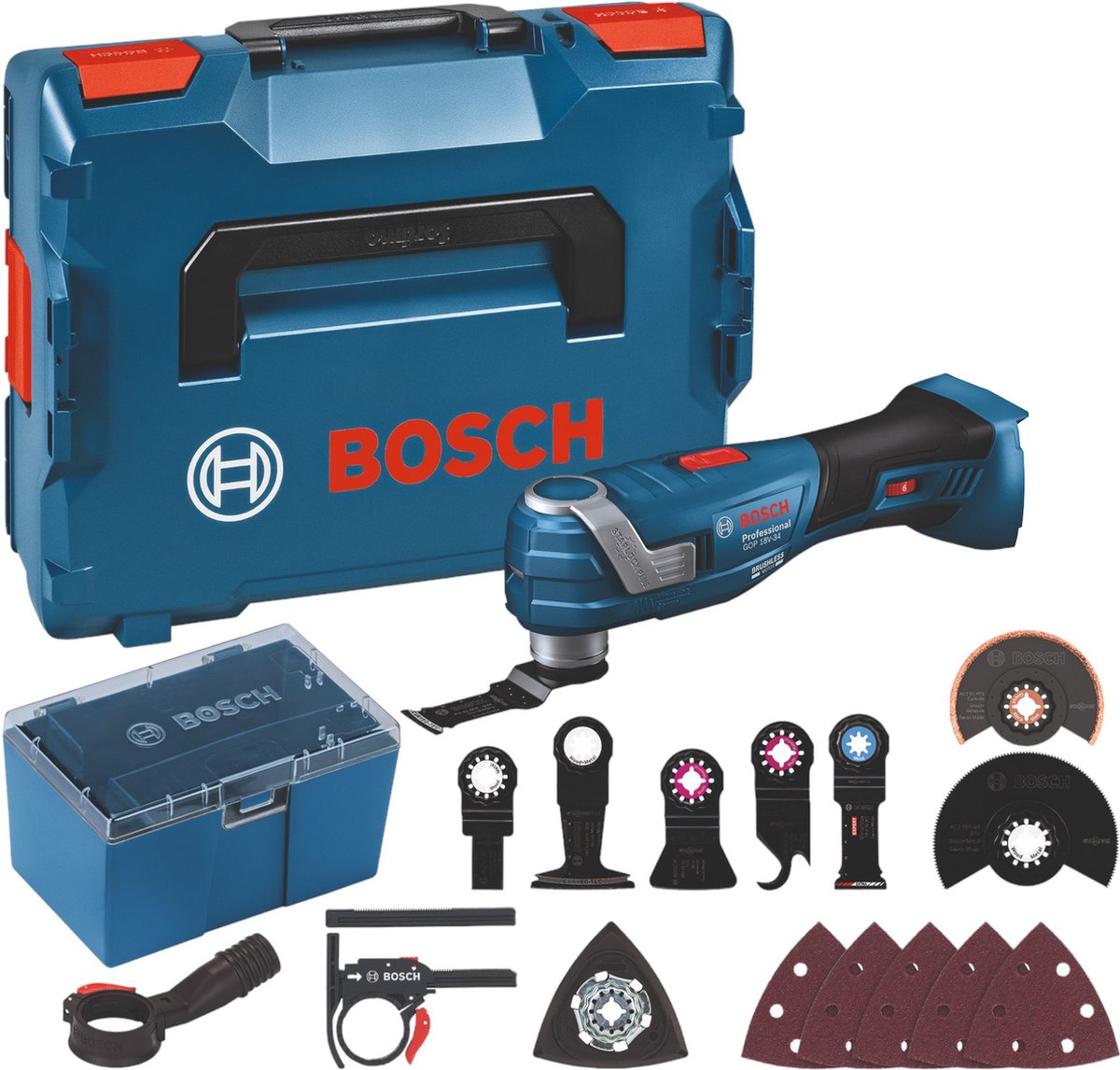Bosch Professional GOP 18V-34 Accu multitool + accessoires 18V Basic Body in L-Boxx - 06018G2002