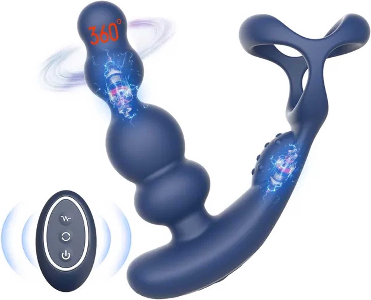Goedkoopste 3 in 1 Scrotum Buttplug en Balzak vibrator - 3 trilpunten - anus vibrator - scrotum massage - incl oplader