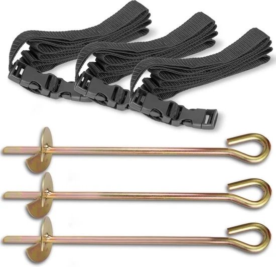 Viking Sports - Trampoline ankerset - 3 stuks - 3 riemen - 3 grondpriemen
