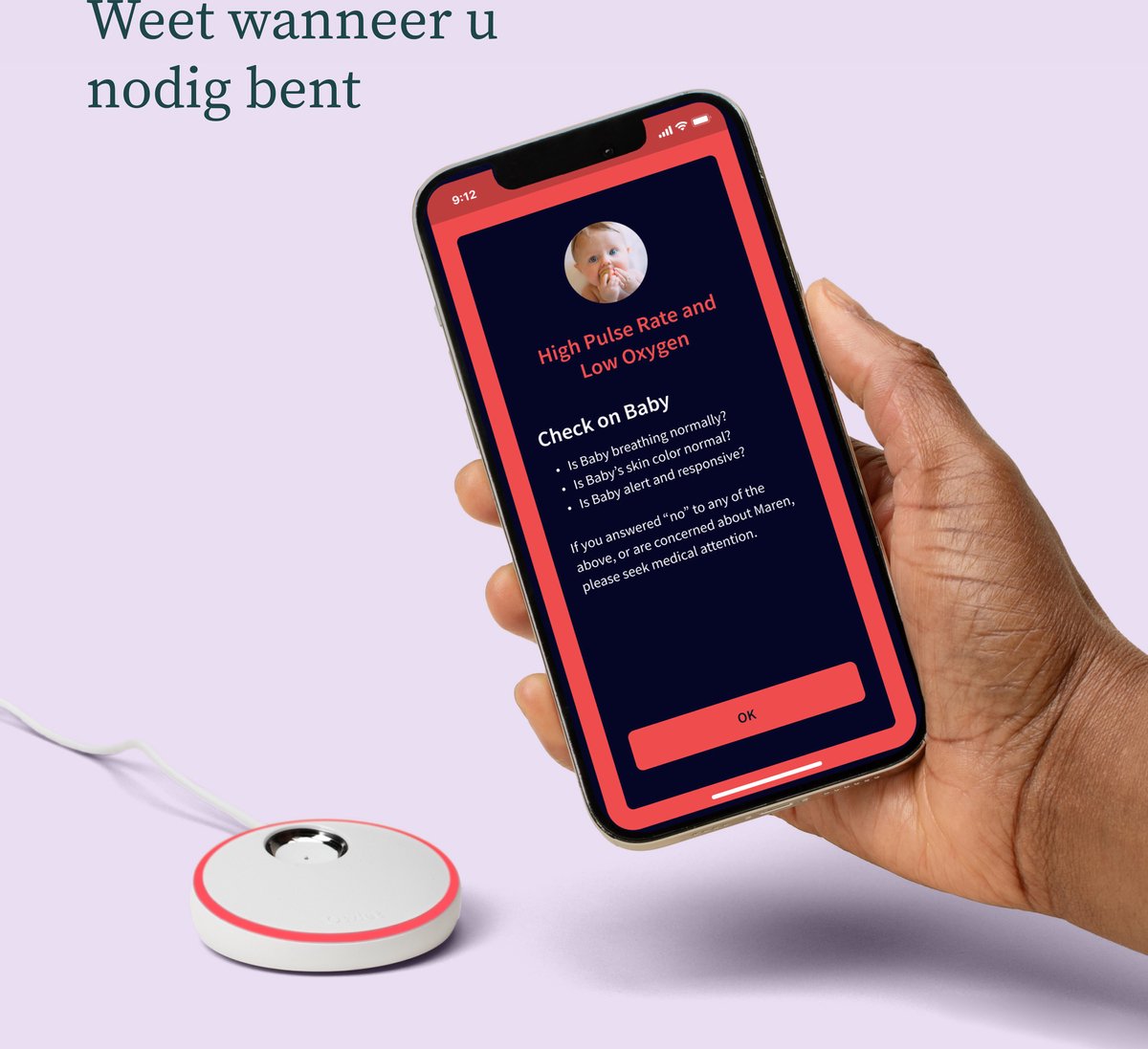 Afbeelding 3 van Owlet Dream Sock - Medisch gecertificeerde slimme babyfoon met live hartslag-, zuurstof- en gezondheidsmeldingen - Roze