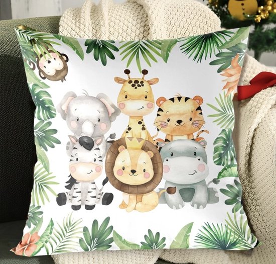 Super schattige kussenhoes voor de babykamer - kinderkamer - cartoon - dieren - Sierkussen - 45x45 cm