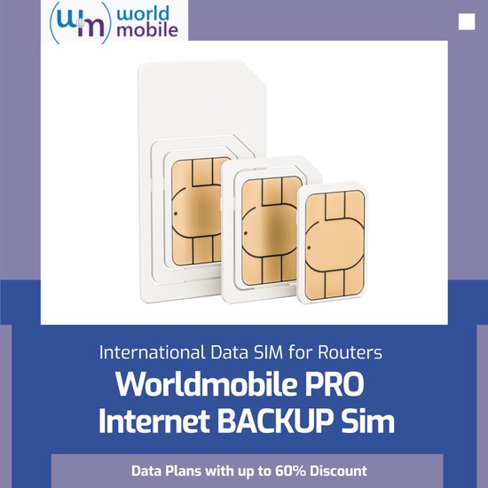 Worldmobile Pro - 4G/5G Backup Internet Simkaart - Werkt in Alle EU Landen + Engeland + Switzerland + Turkije + USA