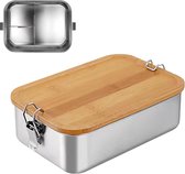 Roestvrijstalen Bento Lunchbox met Houten Deksel - 2 of 3 Vakken - BPA-vrij - Voor Volwassenen en Kinderen - Ontbijtbox voor School/Uitstapjes