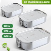 1400 ml Lunch Box for Children with Compartments - Bento Box for Children Snack Box - Lunch Box for Adults Stainless Steel
