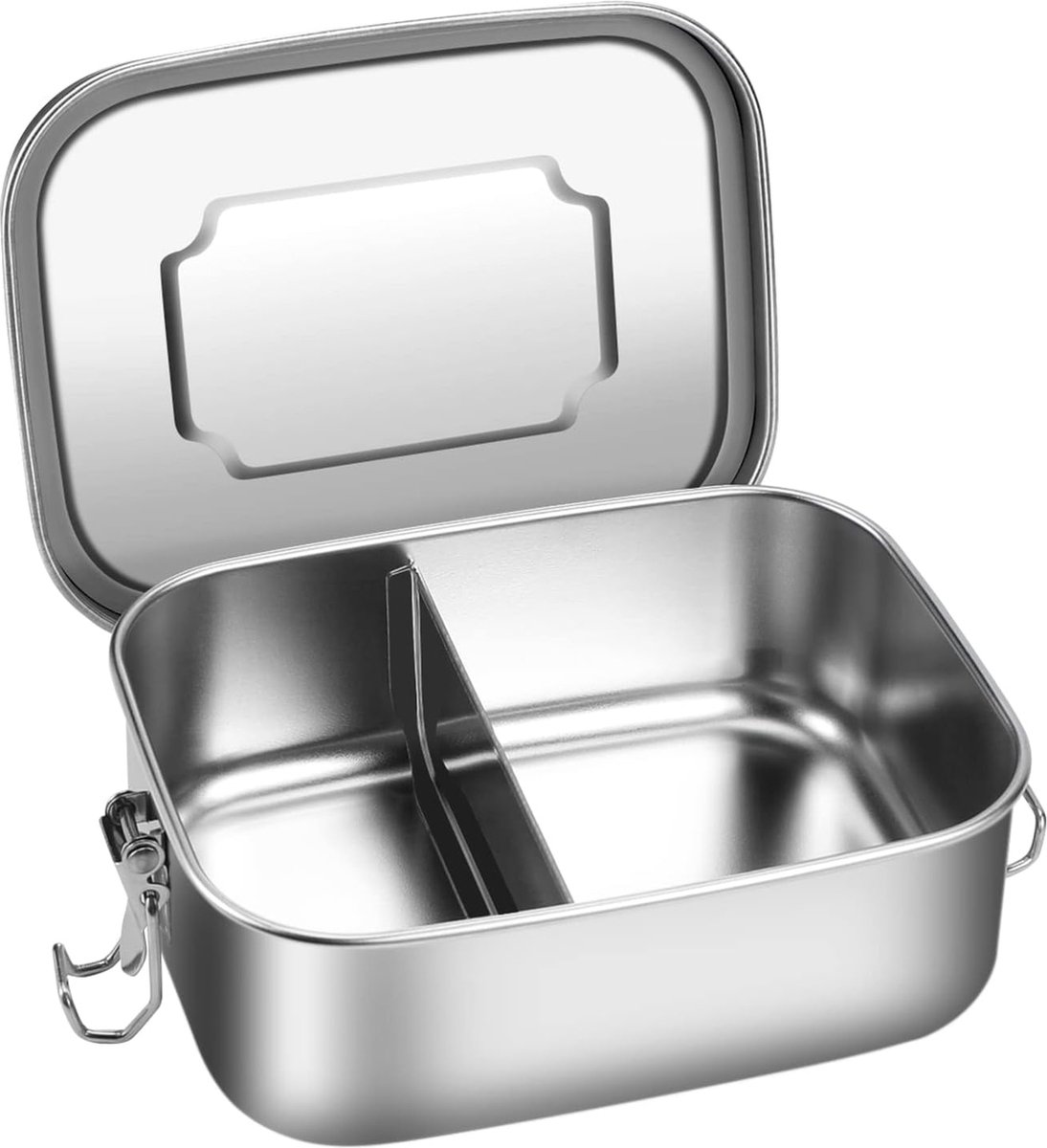 Stainless Steel Lunch Box with 2 Compartments Leak-Proof 800 ml Lunch Box with Divider Environmentally Friendly and BPA Free for Adults and Children