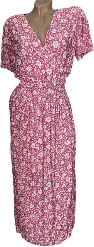 Dames Lange Zomerjurk / Strandjurk 805 One size L-XL roze