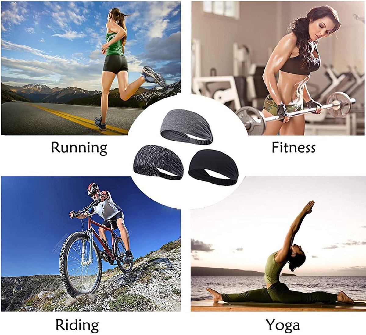 Bandeau Sport - 6 Pack - Unisexe - Anti-Transpiration - Élastique - Confortable Et Respirant - Au Quotidien