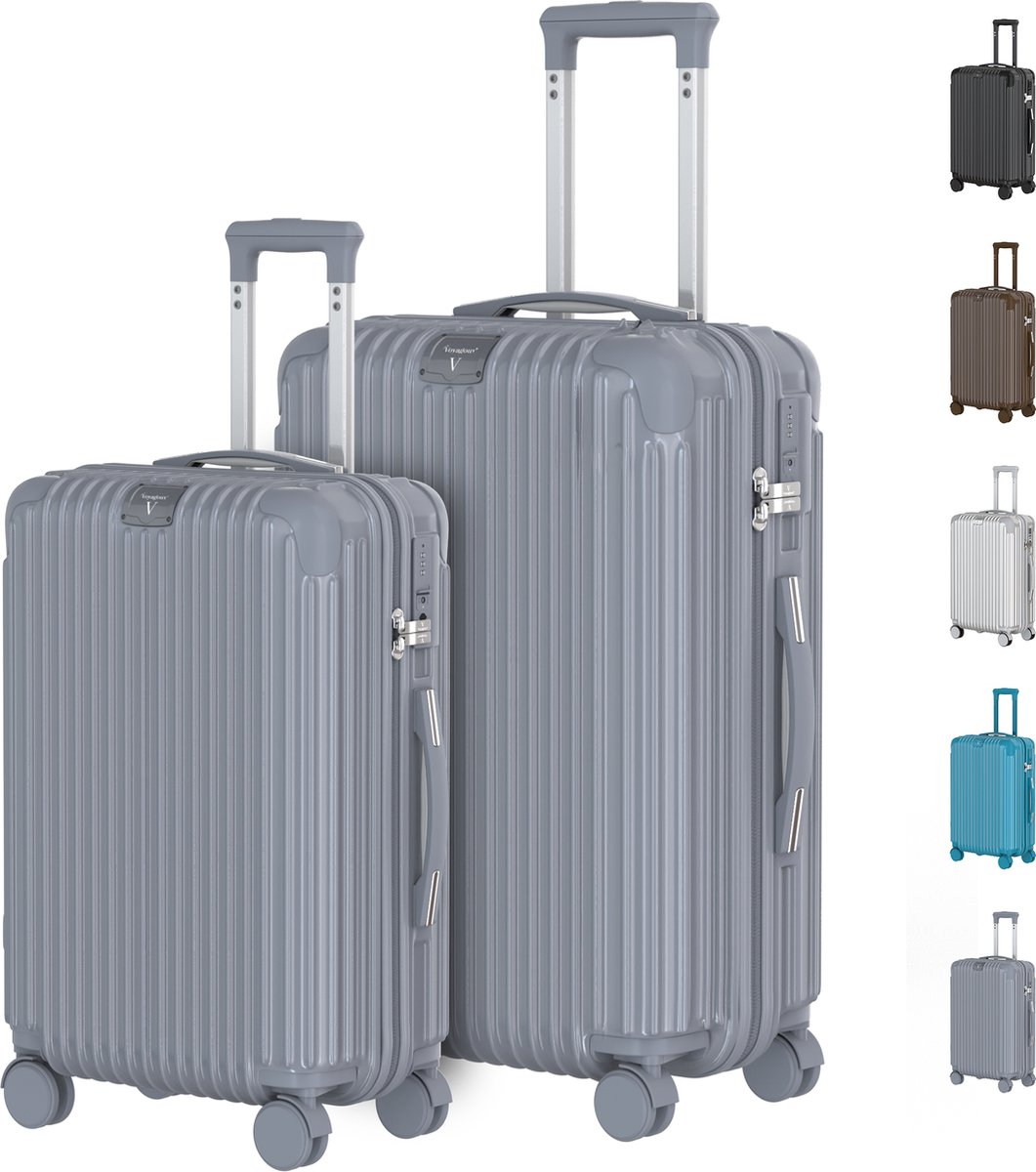 Voyagoux® - Reiskoffer set S/M - Koffers - 2 delig - Reiskoffer met wielen – Nardo grijs - TSA Slot